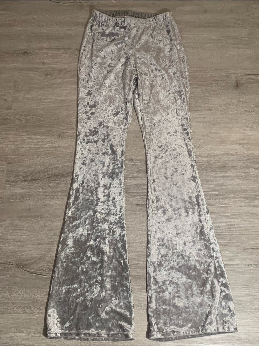 Topshop Silver Crushed Velvet Flare Leggings